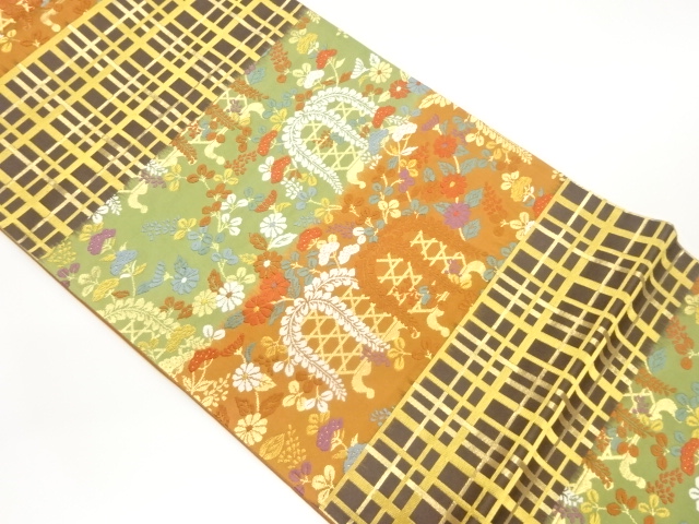 JAPANESE FUKURO OBI / WOVEN FLORAL PLANTS
